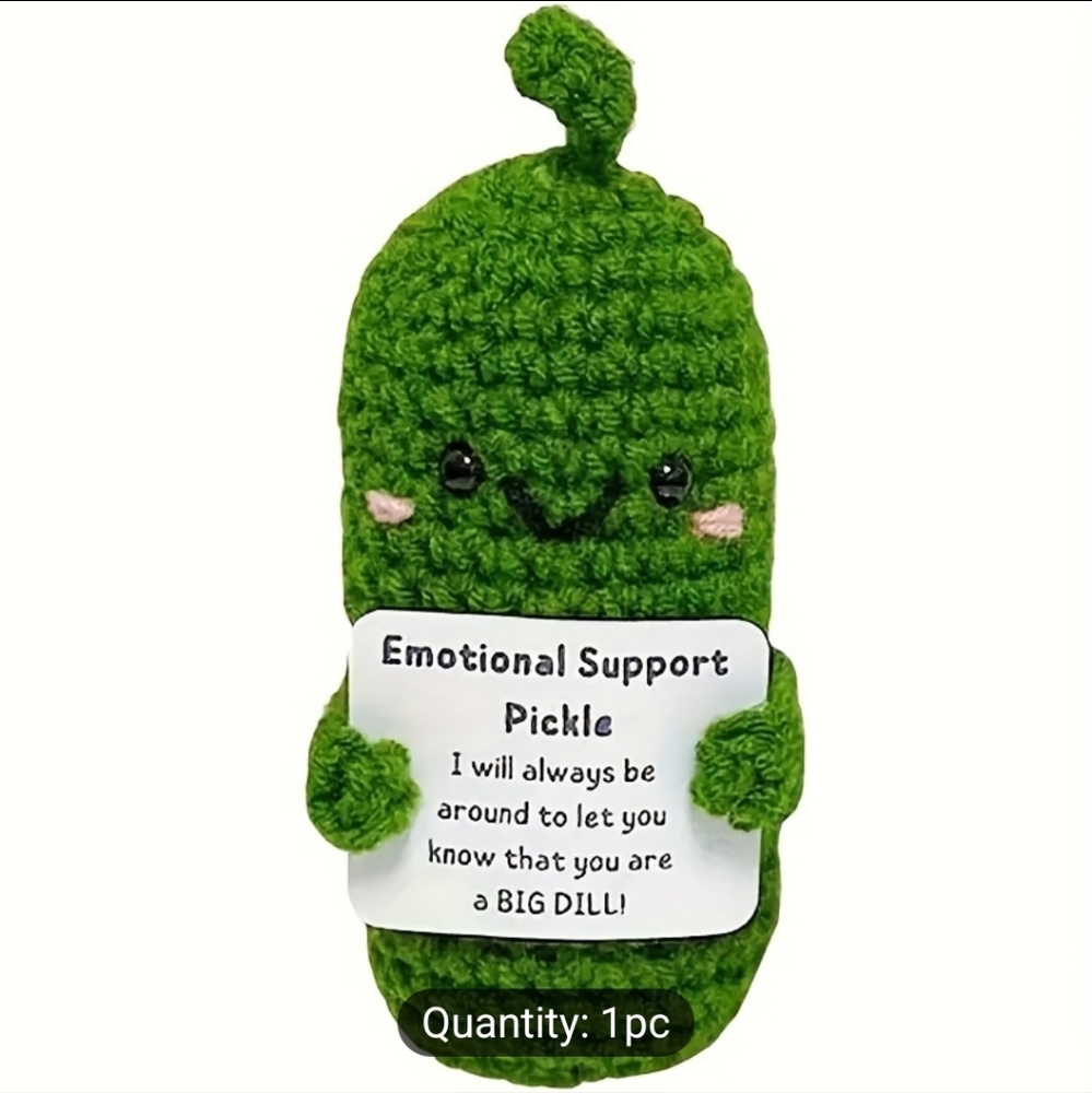 Adorable Emotional Support Pickle - Hand Knitted